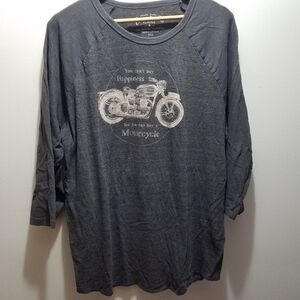 Lucky Brand Gray Long Sleeve Men's XXL 2XL Motorcycle Graphic Happiness Shirt